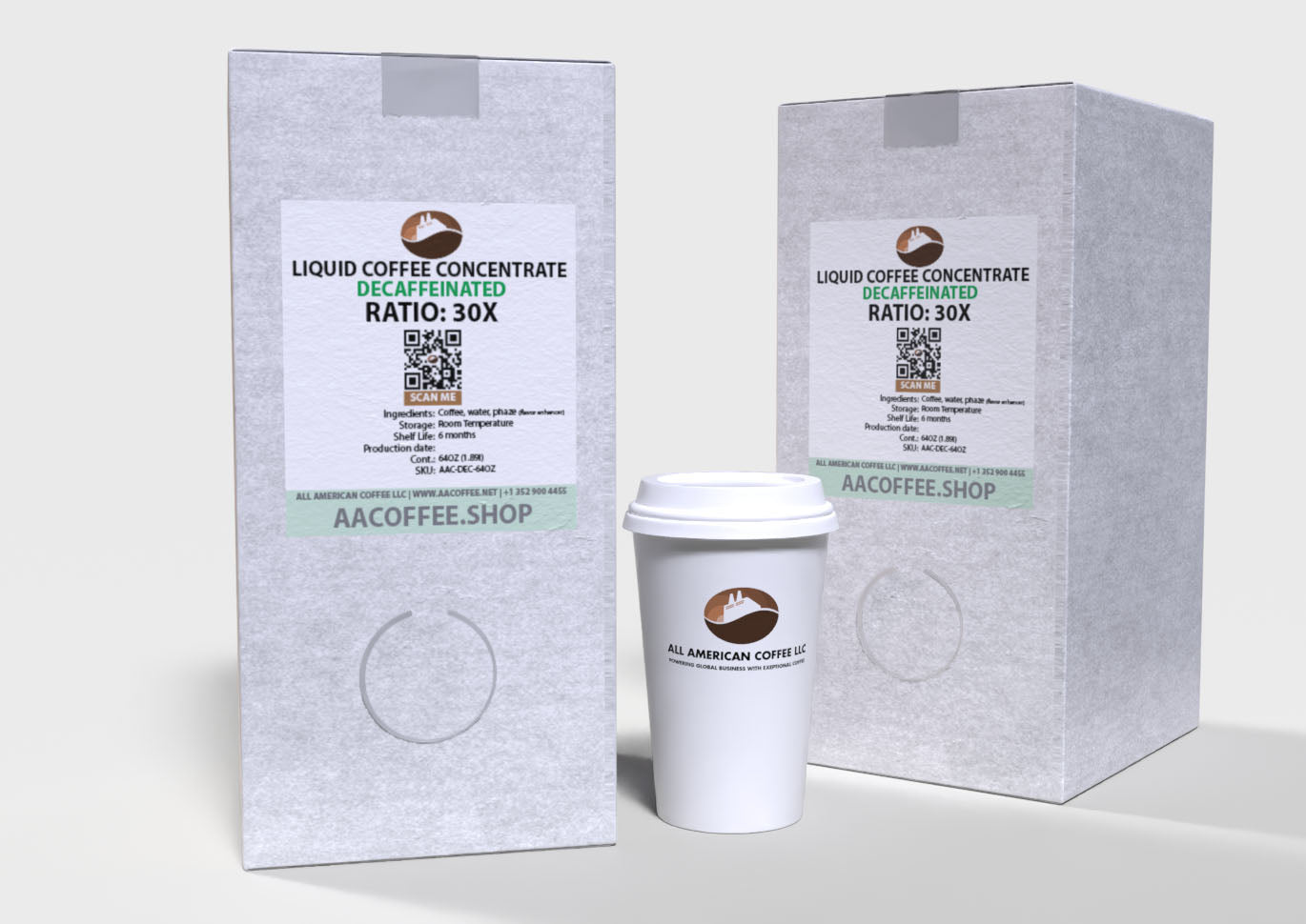 Decaffeinated - Commercial Liquid Coffee Concentrate 30X - 2 x 64oz BiB Master Case with Scholle connection.