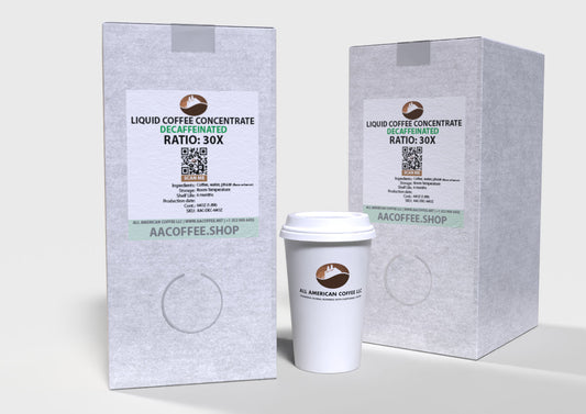Decaffeinated - Commercial Liquid Coffee Concentrate 30X - 2 x 64oz BiB Master Case with Scholle connection.